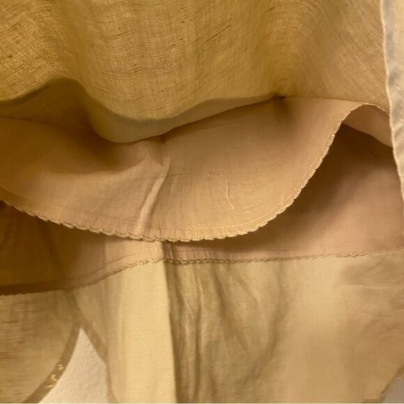 Anthropologie Edme & Esyllte Gilded Lily Gold linen Tiered tulip Skirt -10 - Picture 5 of 11